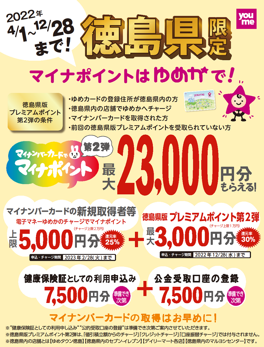 マイナポイント 徳島県版プレミアムポイント事業第2弾について